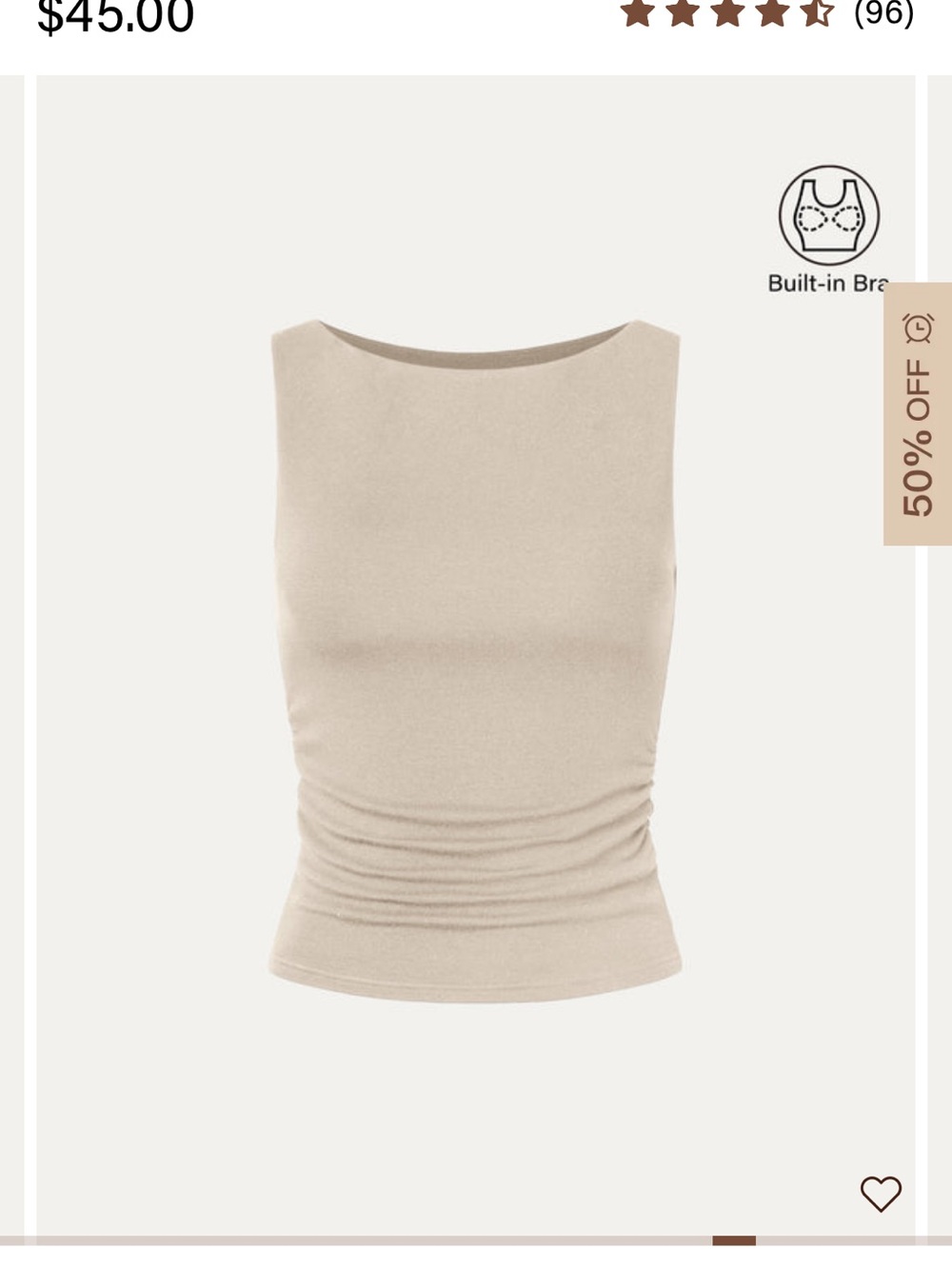 OGL Sleeves Boat Neck Bra Tank Top